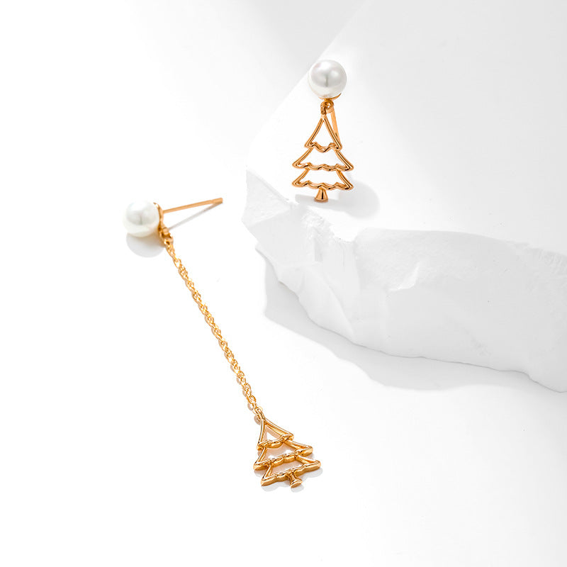 18k Asymmetrical Christmas Tree Earrings