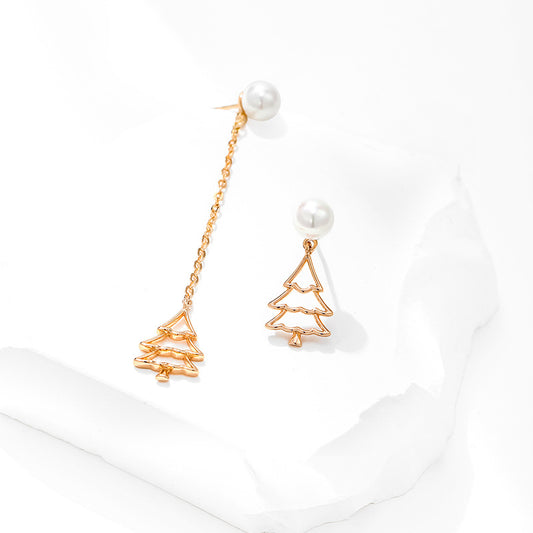 18k Asymmetrical Christmas Tree Earrings