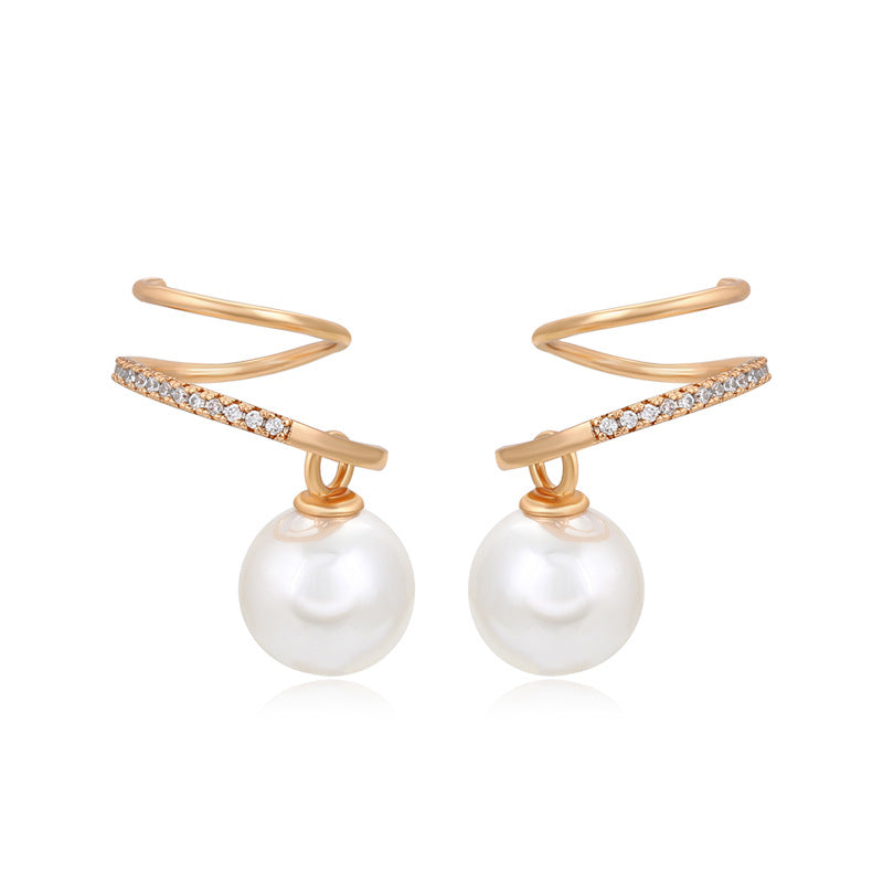 18K Twist Pearl Earrings