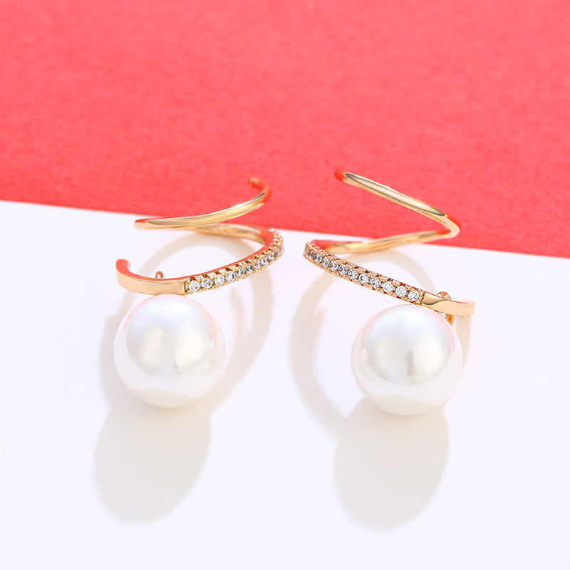 18K Twist Pearl Earrings