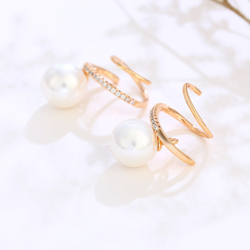 18K Twist Pearl Earrings