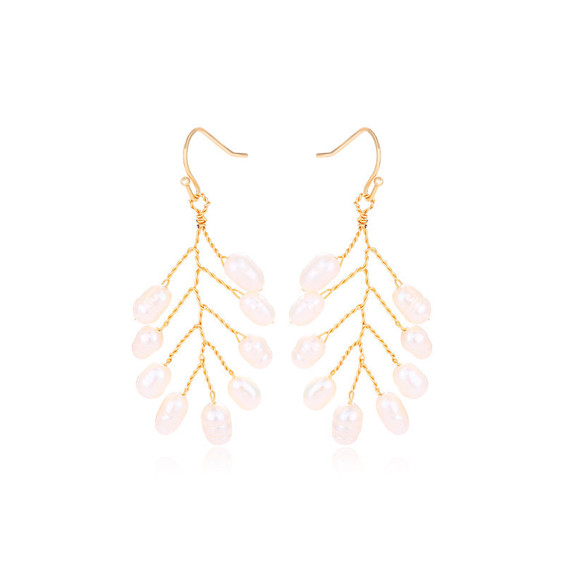 18K Bohemian Branch Pearl Earrings