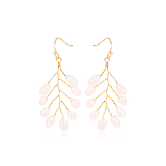 18K Bohemian Branch Pearl Earrings