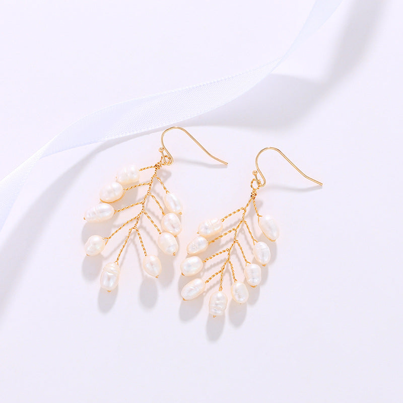 18K Bohemian Branch Pearl Earrings