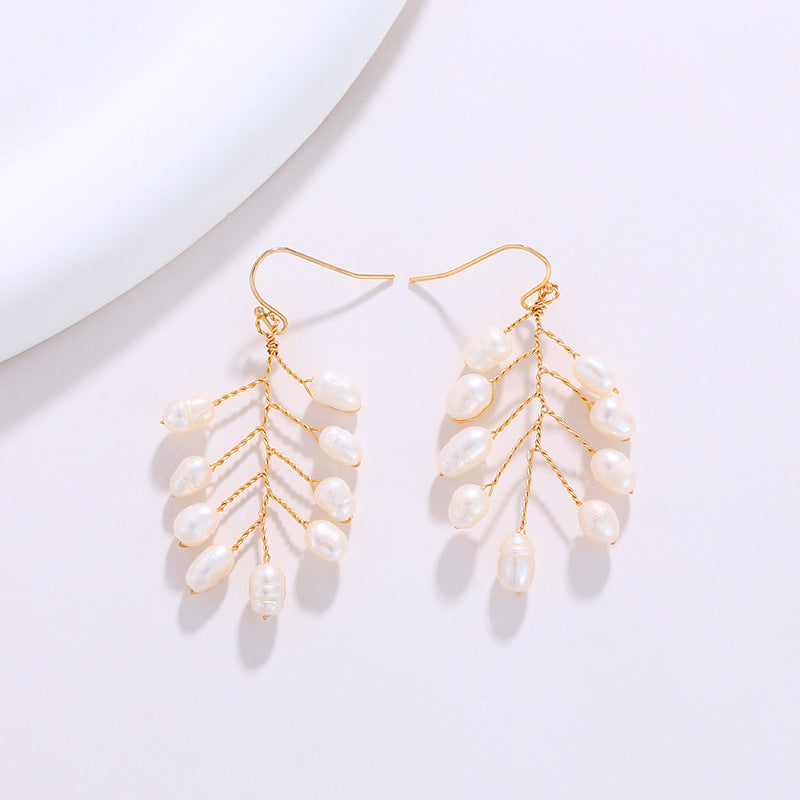 18K Bohemian Branch Pearl Earrings