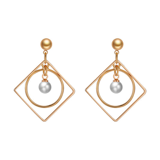 18K Mixed Geometry Earrings