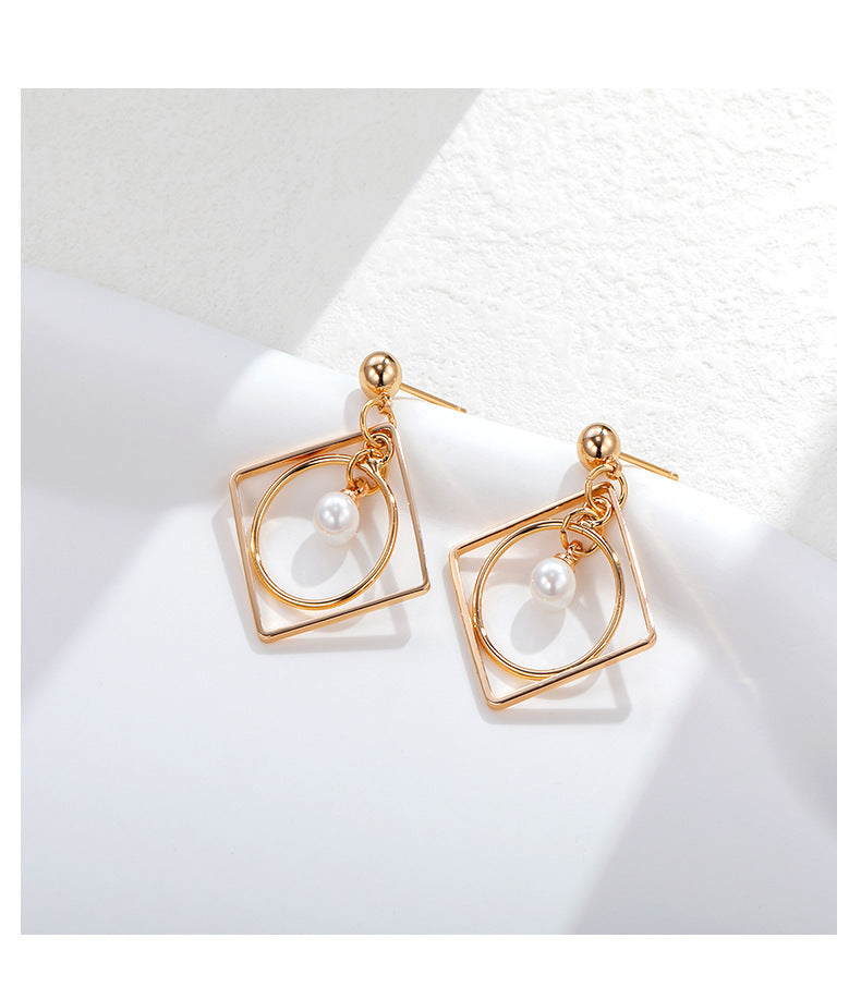 18K Mixed Geometry Earrings