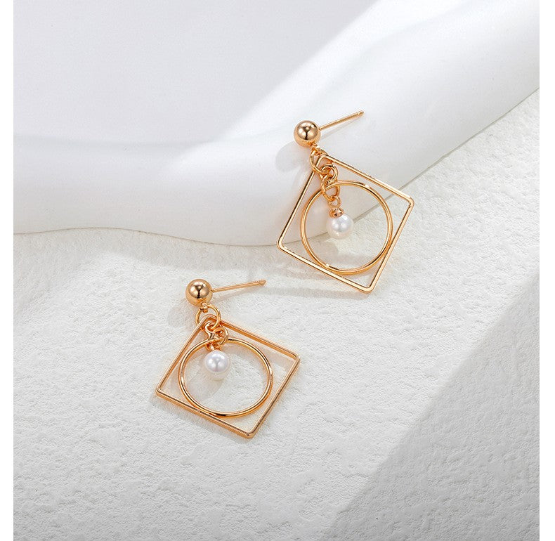 18K Mixed Geometry Earrings