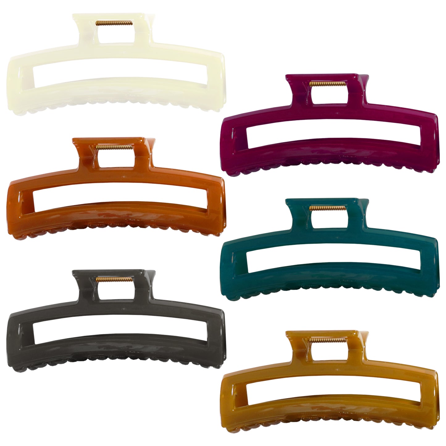 Glossy Rectangle Hair Claw Clips