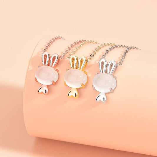 Synthetic Stone Rabbit Necklace